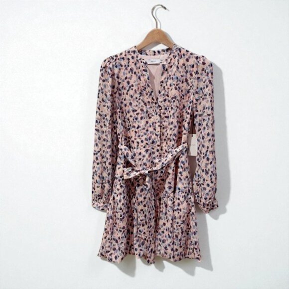 NWT Greylin Kai Tie Waist Relaxed Fit Bubble Hem Mini Dress Pink Dot - Picture 8 of 14